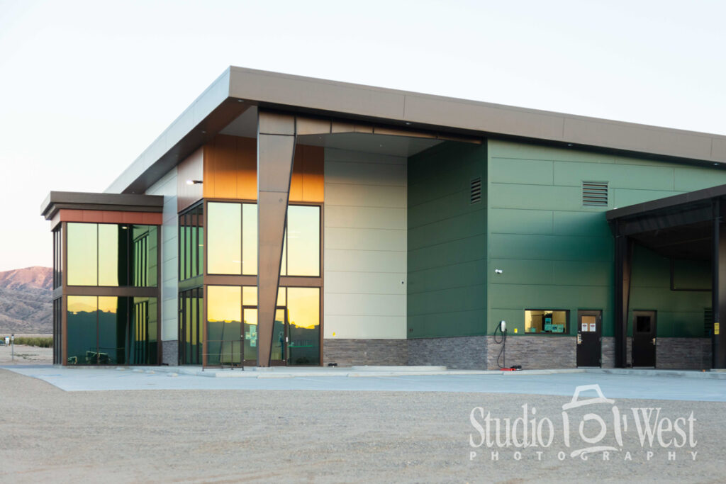 Sunrise Olive Ranch New Cuyama California Photographer - Architectural Photography - Building Exterior - Glass and Metal Photographer - Studio 101 West Photography