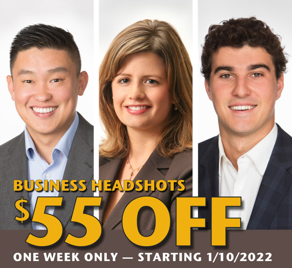 Save on Business Portraits - Headshot Photographer - Head Shot for Business - Savings - 2022 New year special - Studio 101 West Photography