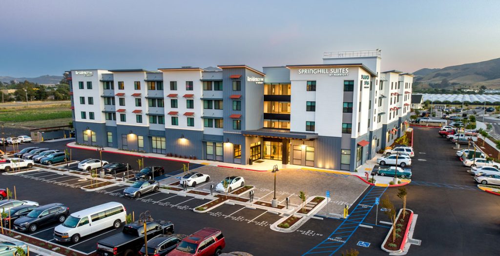 Marriott Dual Brand Aerial Drone Photography - FAA Certified Drone Pilot Photographer - Studio 101 West Drone Photography Hotel Drone Photographer - San Luis Obispo California - Drone Timelapse Video - Marriott Hotel Drone Photographer - Studio 101 West Drone Photography