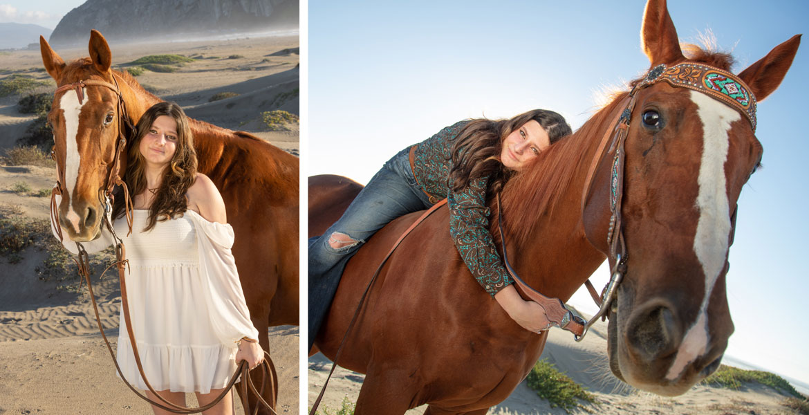 Morro Bay Outdoor Senior Portrait - Outdoor Senior Pictures with Horses - Studio 101 West Photography