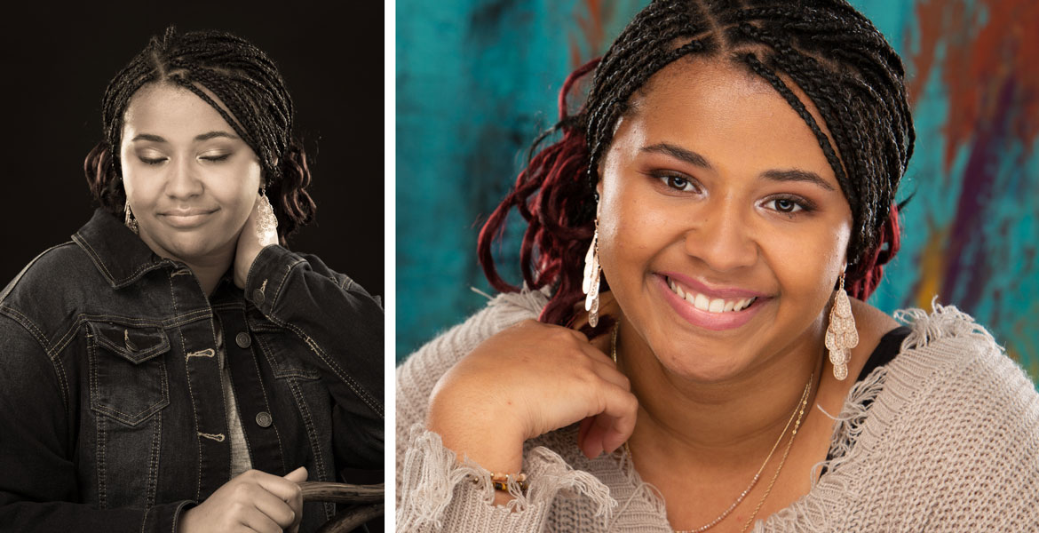 Atascadero Studio Senior Portrait - African American Female Studio Senior Portrait - Natural Black Girl - Braided Black Hair - High School Senior Pictures - Studio 101 West Photography