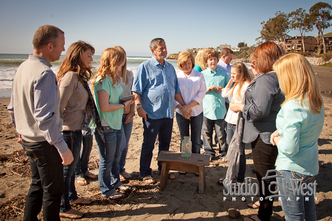 family reunion shell ceremony, Cayucos beach photographer anaversery family reunion portrait, Cayucos beach photographer