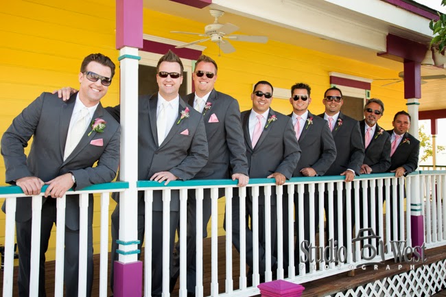 Wine Country Wedding groomsmen Tobin James Winery brightly colored guest house