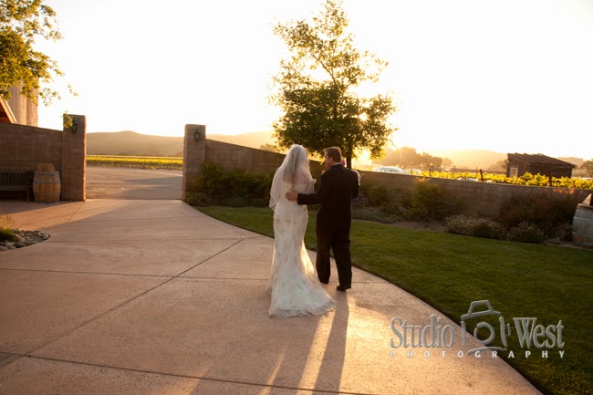 Firestone Winery - Bride and Groom at sunset - studio101west photography Firestone Vineyard - San Luis Obispo Wedding Photographer - Central Coast Wedding Venues - studio 101 west