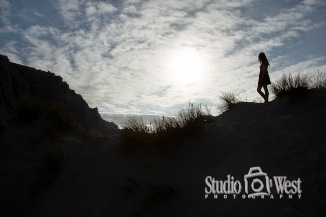 Dunes at Morro Beach sillowet of senior at beach