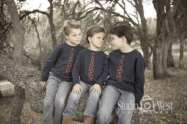 Brothers - Family Portrait in Woods Paso Robles Family Portrait Photographer - Studio 101 West Photography
