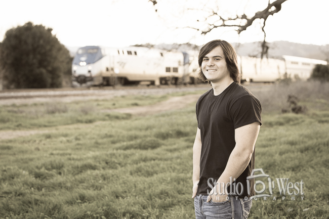 Guy's Senior Pictures at Rail Road Tracks Templeton Senior Portrait Photographer - Studio 101 West Photography