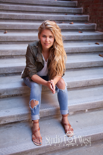Senior Picture Girl with Stairs - Central Coast Senior Photographer - Studio 101 West Photography