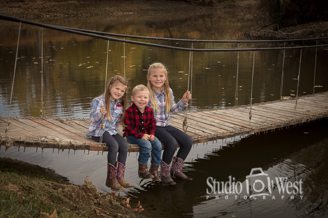 Kids on Hanging Bridge Portrait Ranch Family Portrait - Paso Robles Family Portraits - Studio 101 West Photography