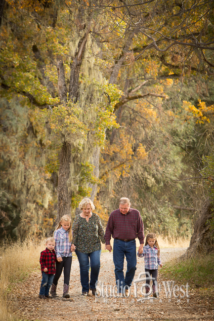 Grandparents and Kids walking on trail Outdoor Family Portrait - Paso Robles Family Portraits - Studio 101 West Photography