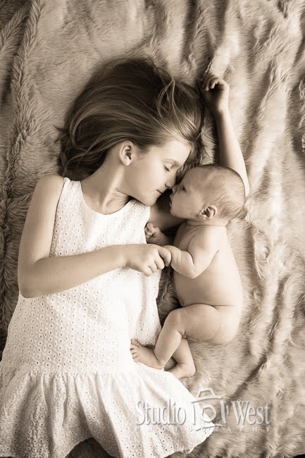 Baby Photoshoot - Sibling Infant Portrait - Studio 101 West Photography