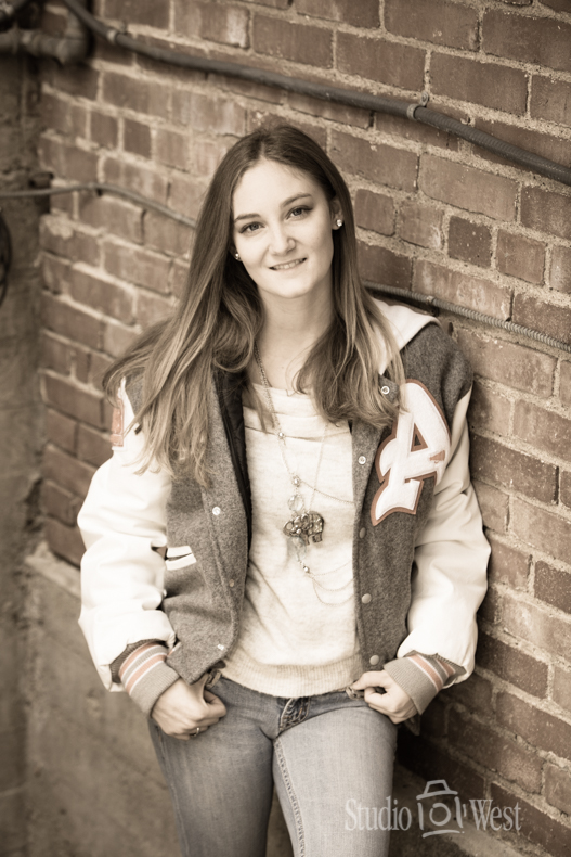 Senior Portrait of Girl and Brick Building High School Senior Girl On Old Stairs