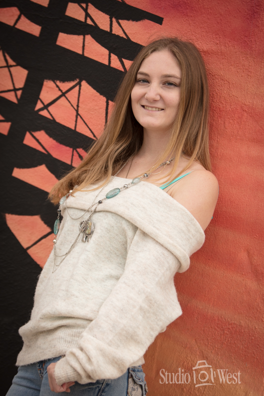 High School Senior Girl and Painted Mural High School Senior Girl Downtown Atascadero