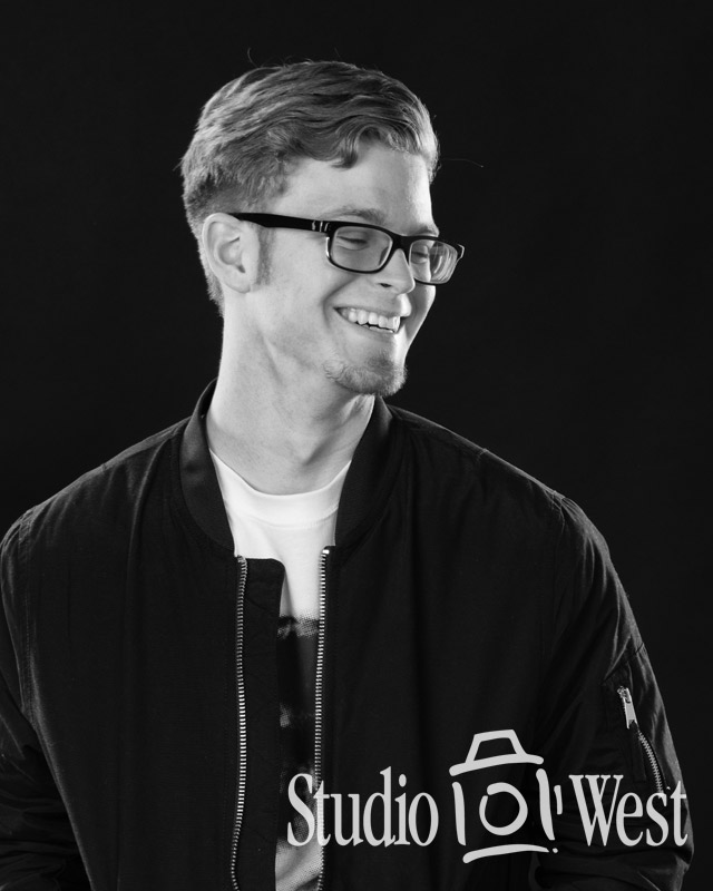 Black and White Dramatic Senior Photoshoot - Studio Photography - Studio 101 West Photography Black and White Studio Portrait - Senior Photos - Studio 101 West Photography